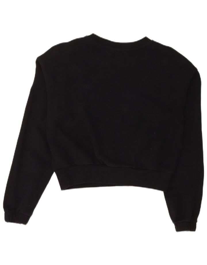 CALVIN KLEIN JEANS Dame Crop Sweatshirt Jumper UK 10 Small Black