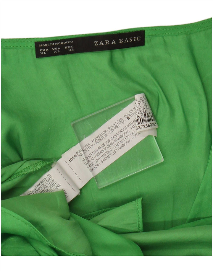 Zara Dame ærmeløs bluse Top UK 18 XL Grøn Polyester