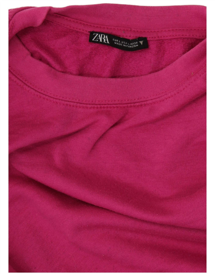ZARA Dame Oversized Sweatshirt Jumper UK 16 Large Pink