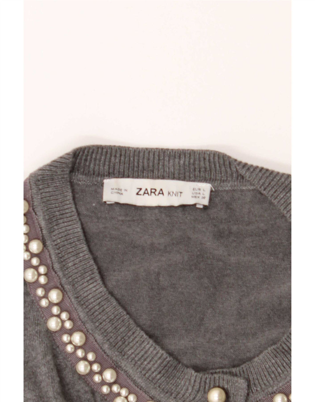 Zara Dame Cardigan Sweater UK 14 Large Grå