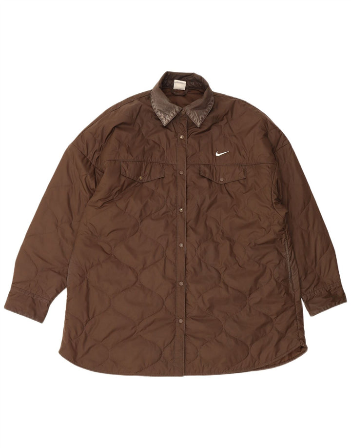 Nike Dame Oversized Quiltet Jakke UK 16 Stor Brun Polyester