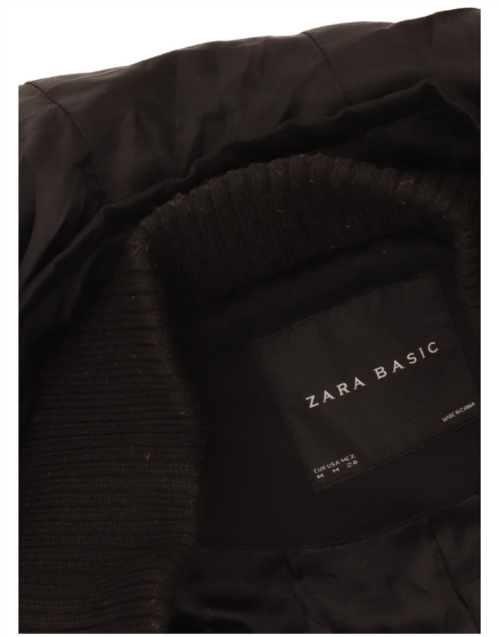 Zara Dame Hooded Parka Jacket UK 12 Medium Black