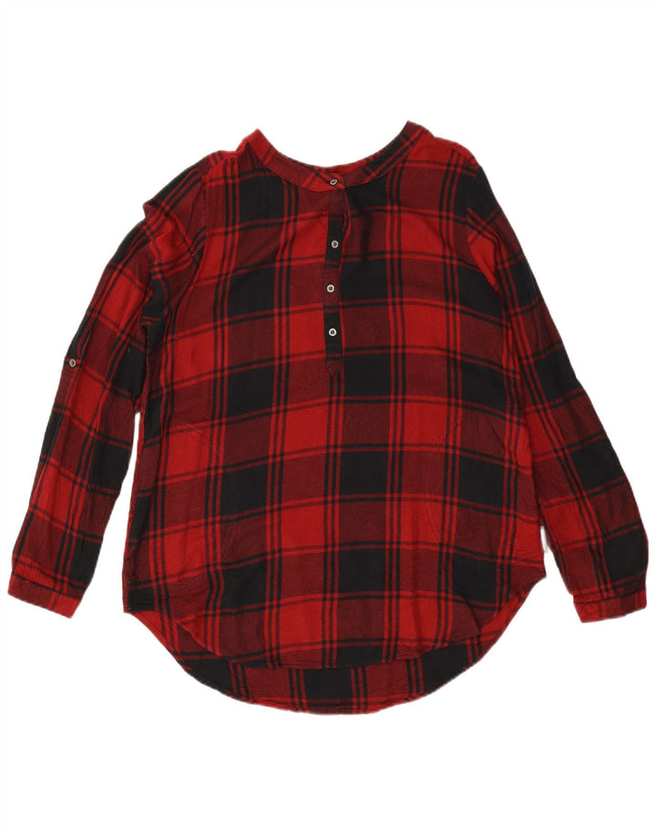 Eddie Bauer Womens Longline Oversized Pullover Shirt UK 10 Small Red Plaid