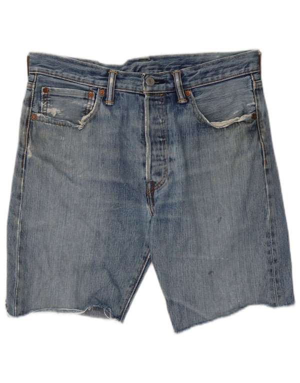 Levi's Herre 501 Distressed Denim Shorts W32 Medium Blue Cotton