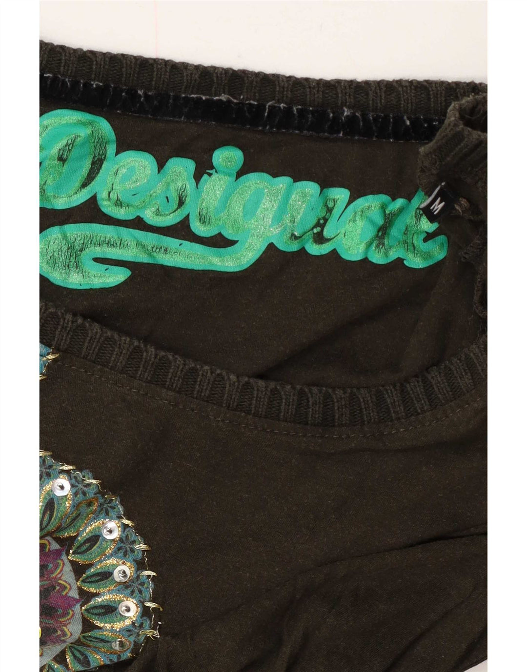 Desigual Dame Grafisk Top Langærmet UK 12 Medium Black Floral