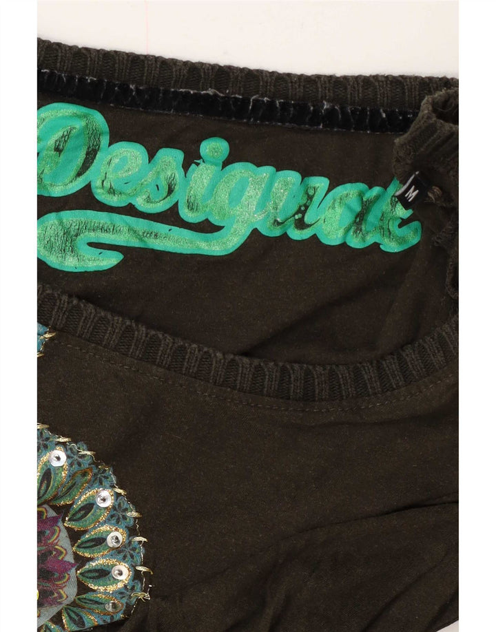 Desigual Dame Grafisk Top Langærmet UK 12 Medium Black Floral