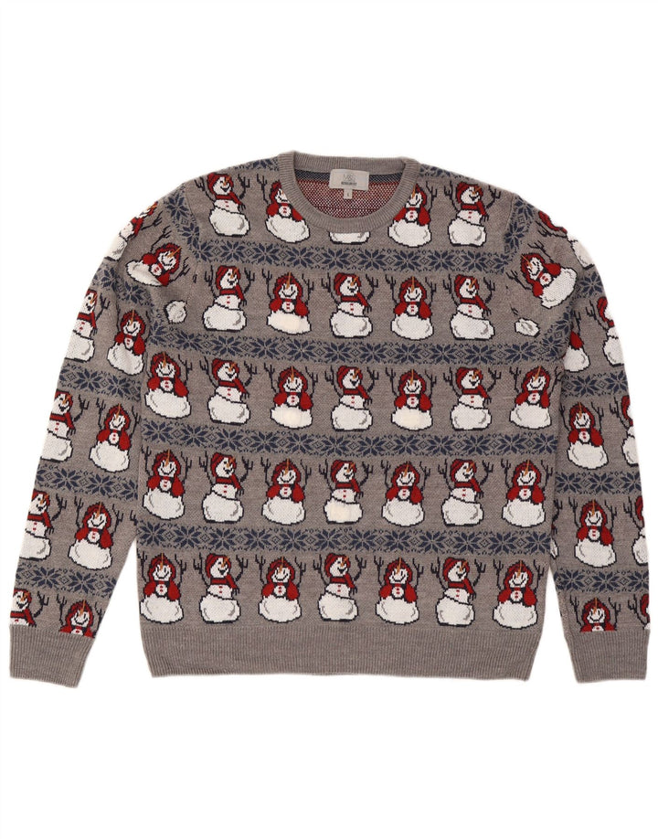 Marks & Spencer Herre sweater med rund hals, stor grå jul