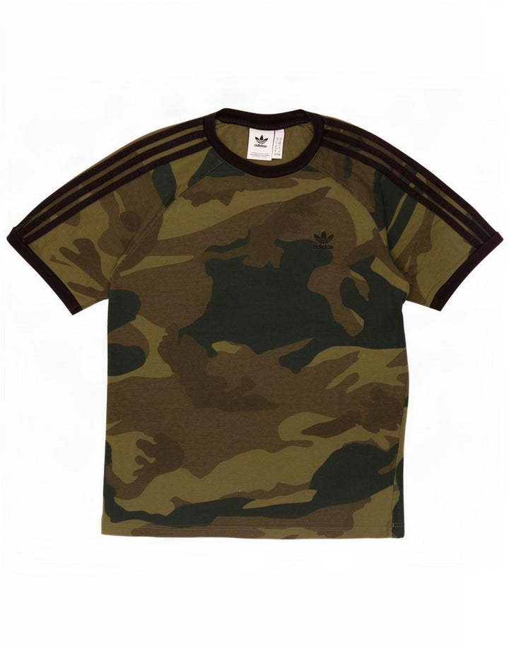 Adidas Herre T-Shirt Top Medium Khaki Camouflage Bomuld