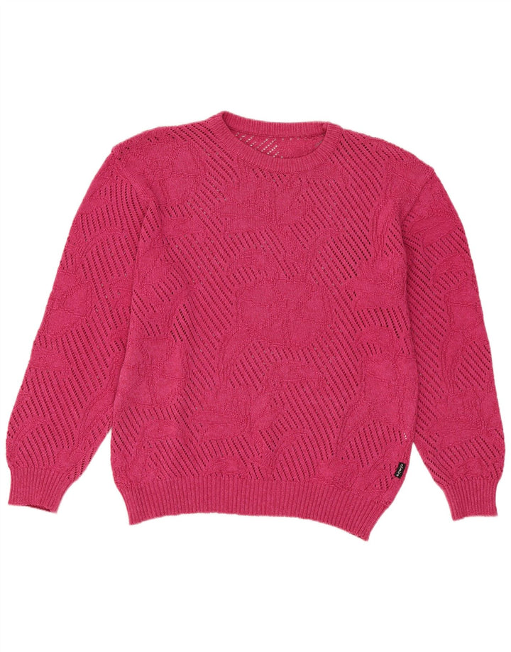Almira Dame Oversized Crew Neck Jumper Sweater IT 40 Small Pink Bomuld