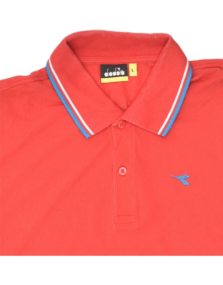 DIADORA Mens Polo Shirt Large Red Cotton Vintage Diadora and Second-Hand Diadora from Messina Hembry 
