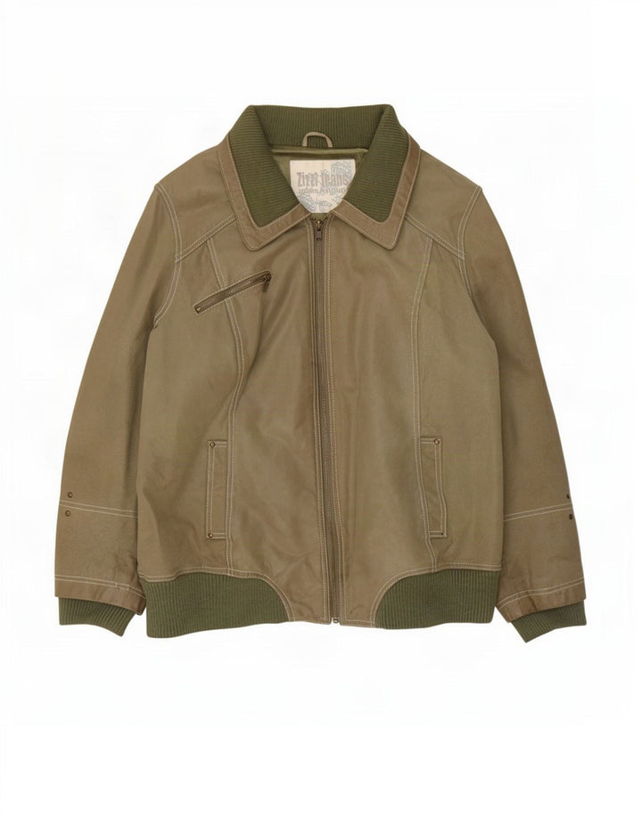 Zizzi Herre Læderjakke UK 36 Small Khaki