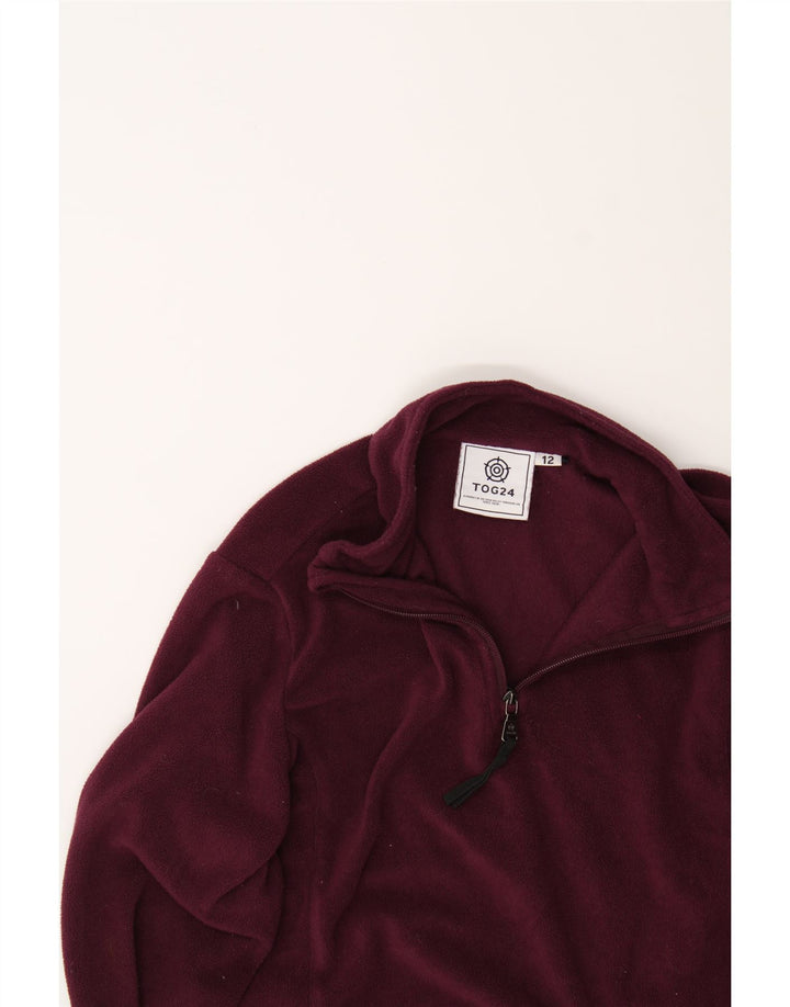 TOG 24 Womens Zip Neck Fleece Jumper UK 12 Medium Burgundy Polyester Vintage Tog 24 and Second-Hand Tog 24 from Messina Hembry 
