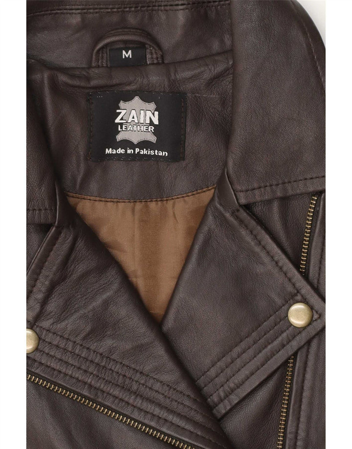 Vintage dame bikerjakke i læder UK 12 medium brunt læder