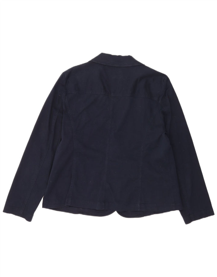 Laura Ashley Dame 2 Button Blazer Jacket UK 18 XL Navy Blue Bomuld