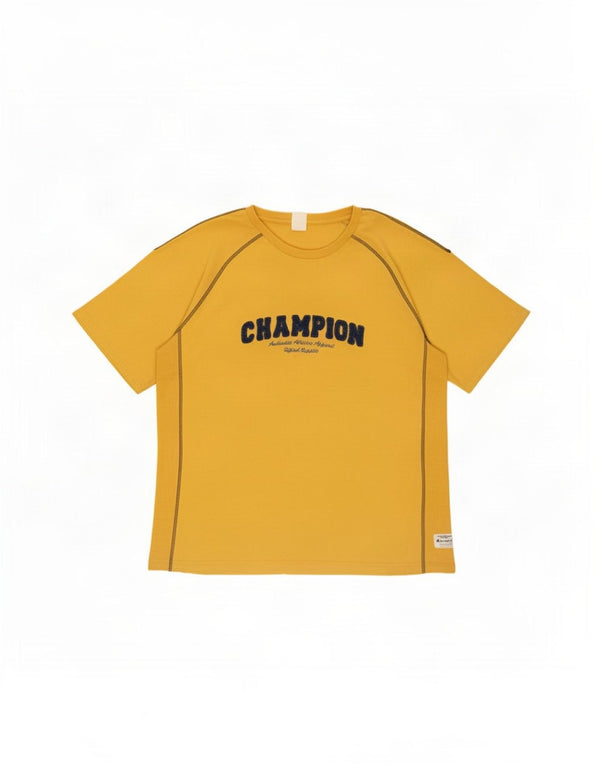 Champion Herre Grafisk T-Shirt Top XL Gul Bomuld