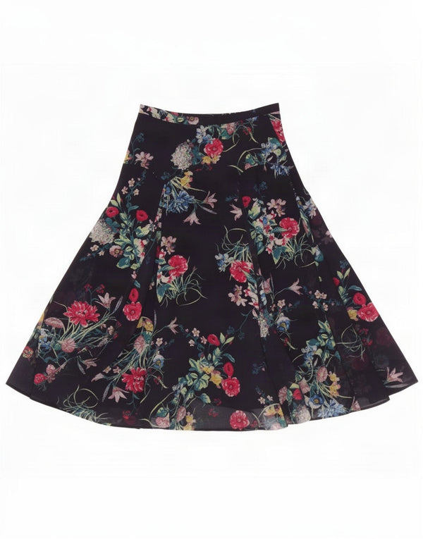 Monsoon Womens Pleated Skirt Medium W28 Navy Blue Floral Polyester
