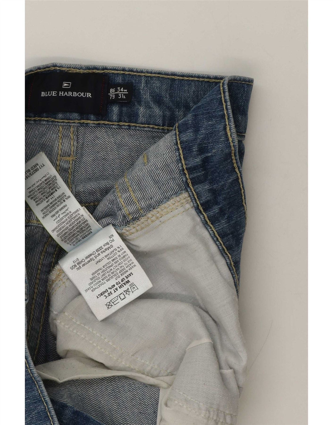 Marks & Spencer Herre Blue Harbor Straight Jeans W34 L31 Bomuld