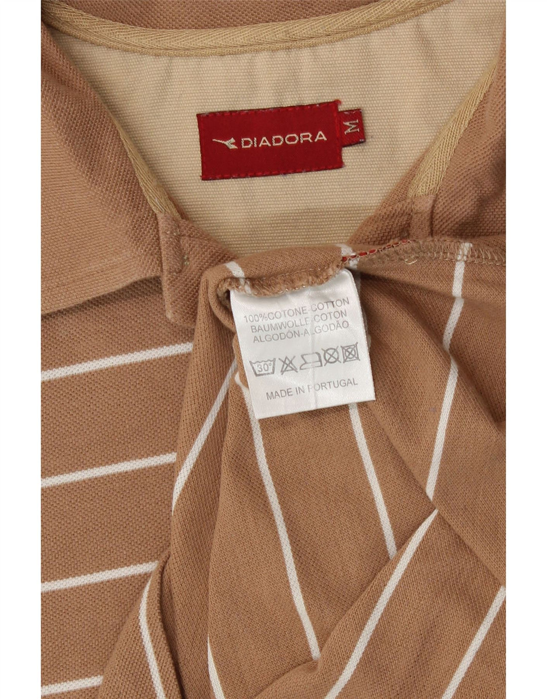 Diadora herre poloshirt Medium beige stribet bomuld
