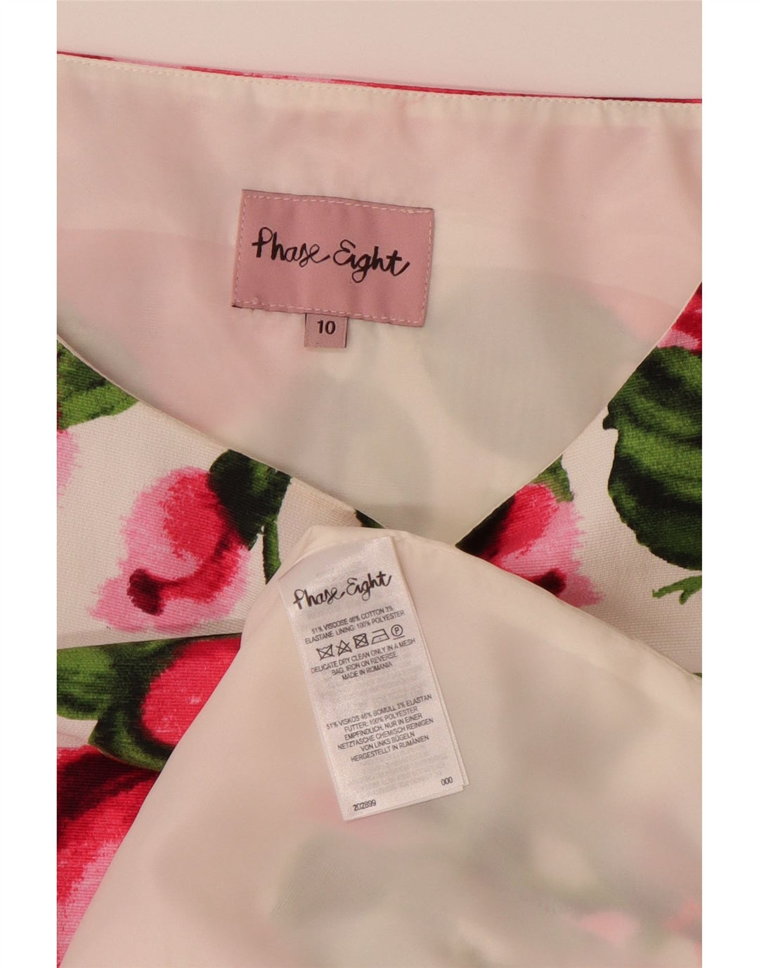 FASE otte Dame A-Line Kjole UK 10 Small Multicolored Floral