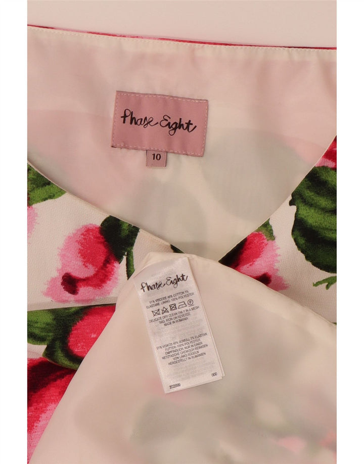 FASE otte Dame A-Line Kjole UK 10 Small Multicolored Floral
