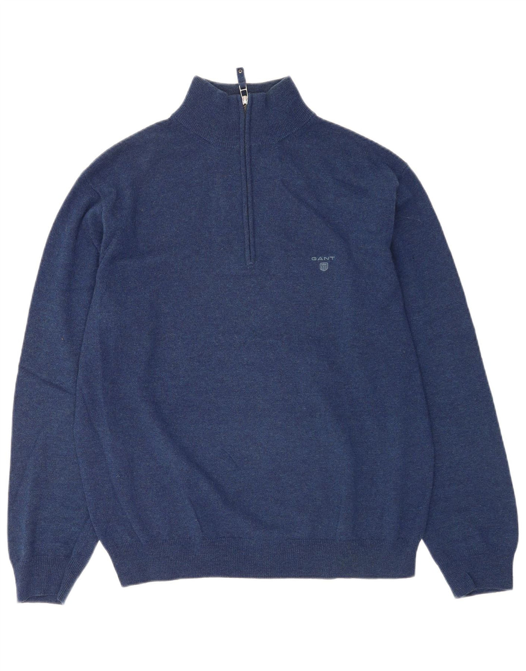 Gant Herre Zip Neck Jumper Sweater XL Navy Blue Lammeuld