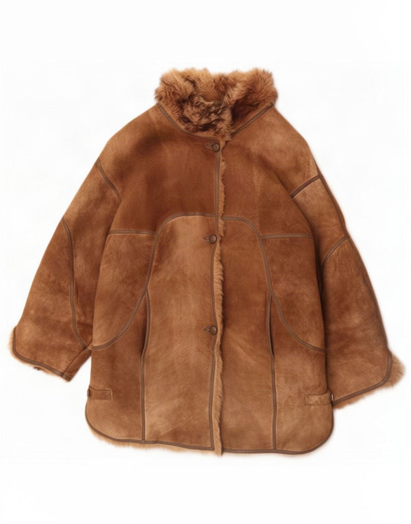Lavorazione Artigiana Dame Shearling Jacket UK 12 Medium Brown