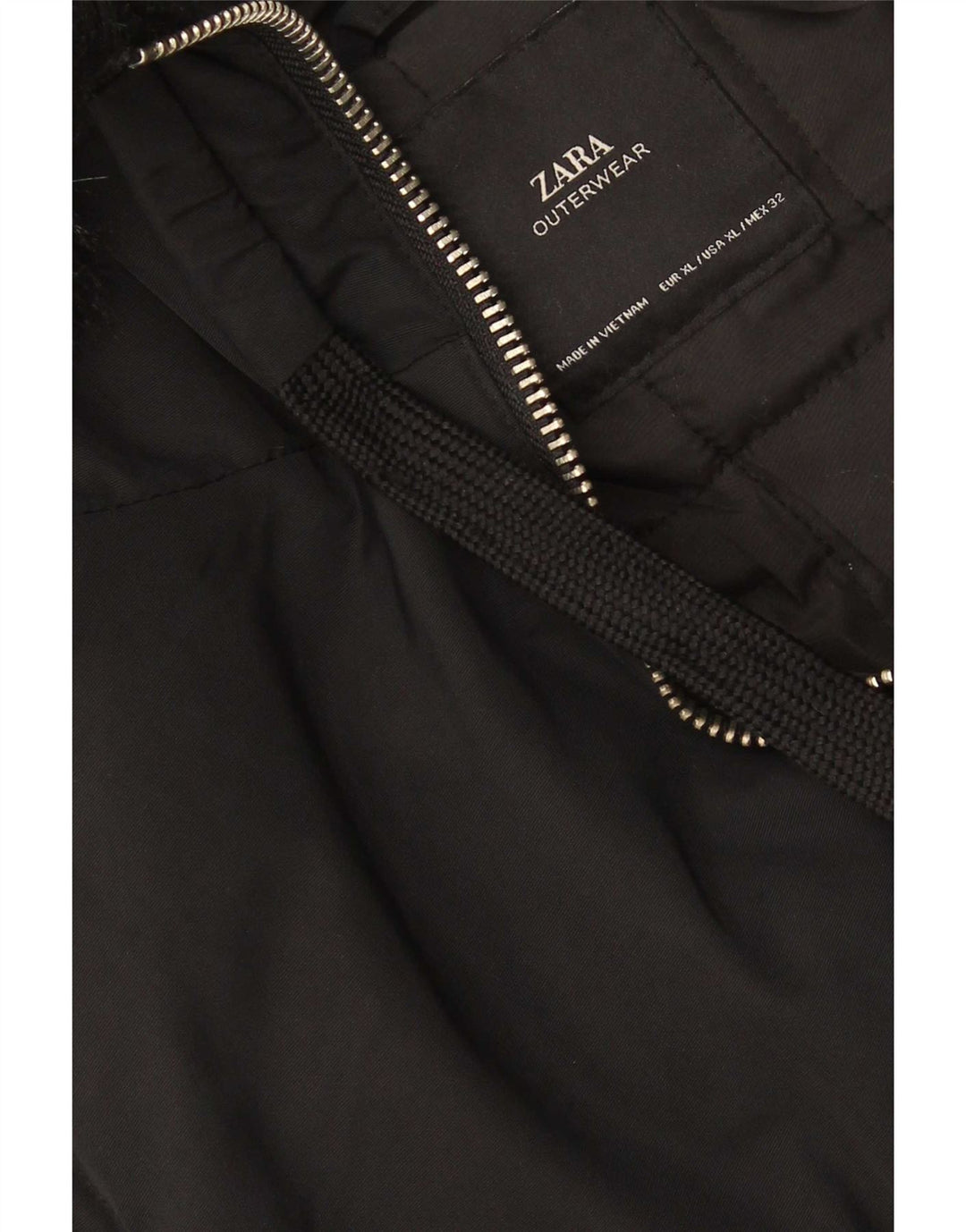 Zara Dame Hætte Polstret Jakke UK 18 XL Sort