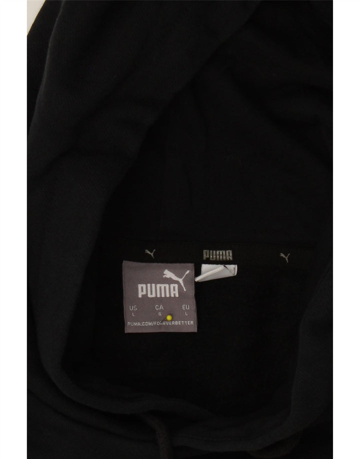 PUMA Mens Graphic Hoodie Jumper Large Black Vintage Puma and Second-Hand Puma from Messina Hembry 