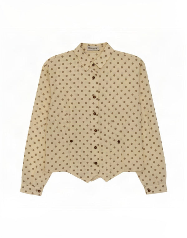 Swish Dame Oversized Shirt Bluse UK 10 Small Yellow Polka Dot Polyester