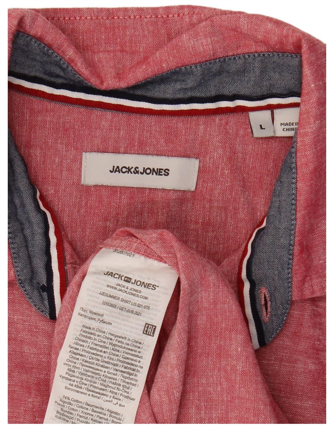 JACK & JONES Herreskjorte Stor rød bomuld