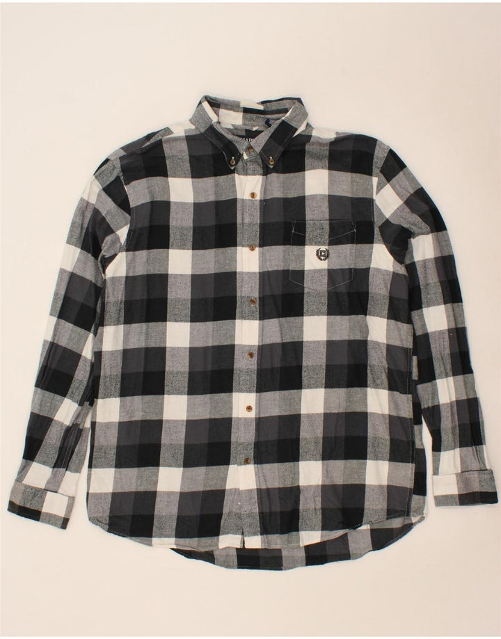 CHAPS Mens Flannel Shirt XL Grey Check Cotton Vintage Chaps and Second-Hand Chaps from Messina Hembry 
