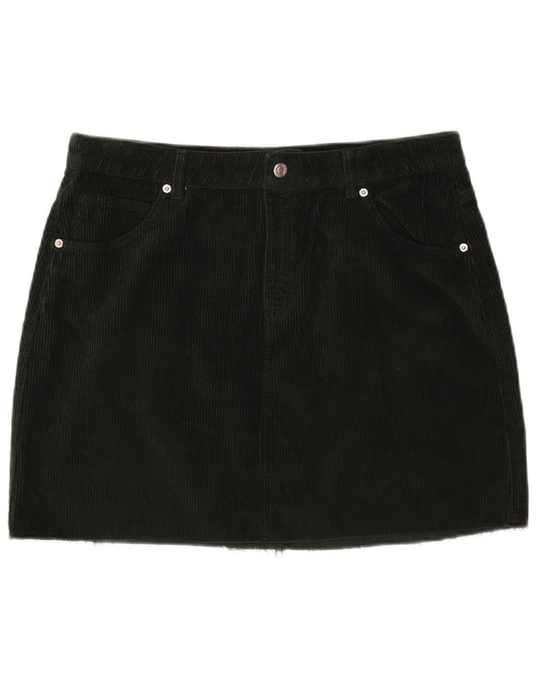 Topshop Dame lavtaljet fløjlsnederdel UK 16 Large W35 Khaki Cotton