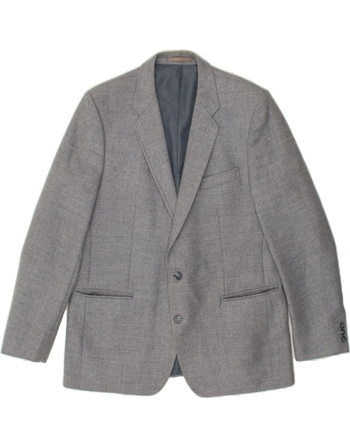 WELLINGTON Mens 2 Button Blazer Jacket IT 46 Small Grey Wool Vintage Wellington and Second-Hand Wellington from Messina Hembry 