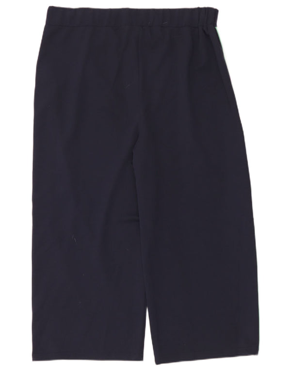 M&Co Womens Cropped Trousers UK 16 Large W36 L23 Navy Blue Colourblock