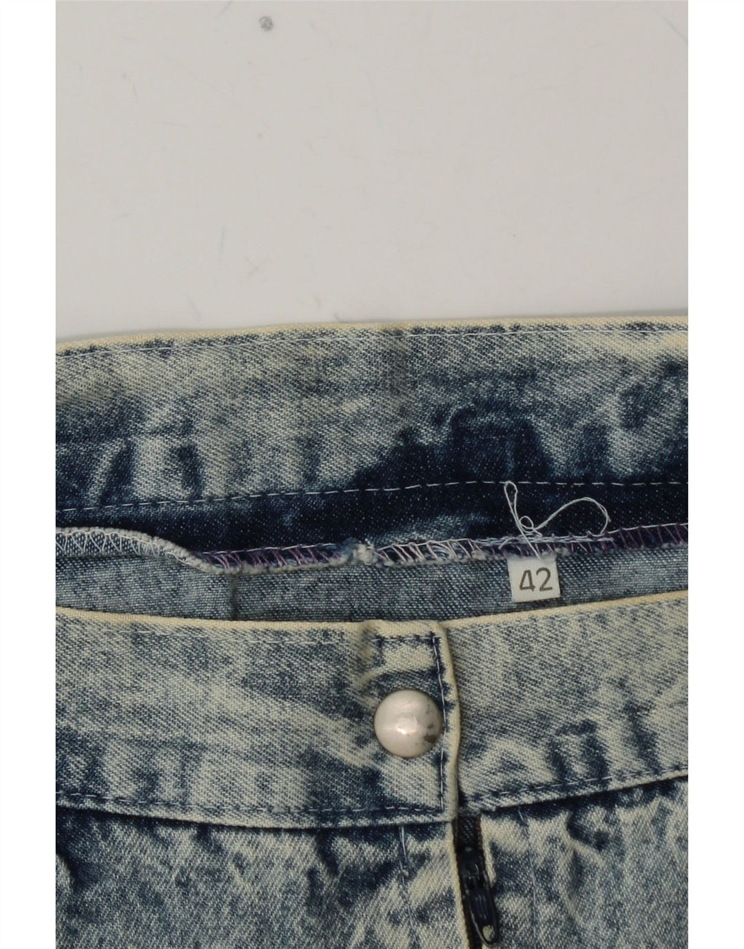 VINTAGE Dame Denim Trompet Nederdel IT 42 Medium W26 Blue Floral