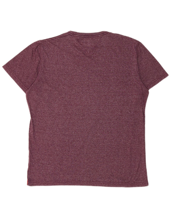Tommy Hilfiger Herre Grafisk T-Shirt Top 2XL Burgundy Flecked