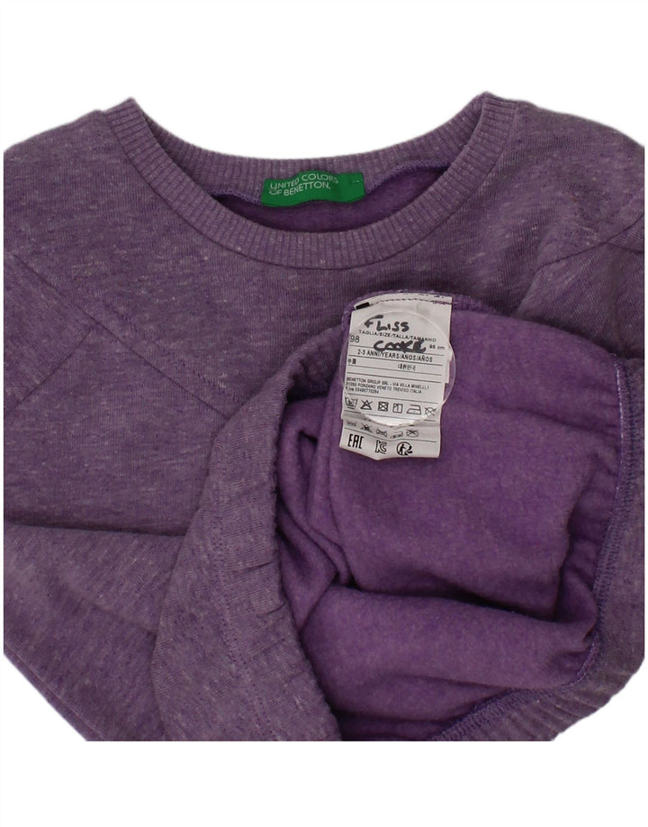 Benetton Girls Sweatshirt Jumper 2-3 år Lilla Flecked Polyester