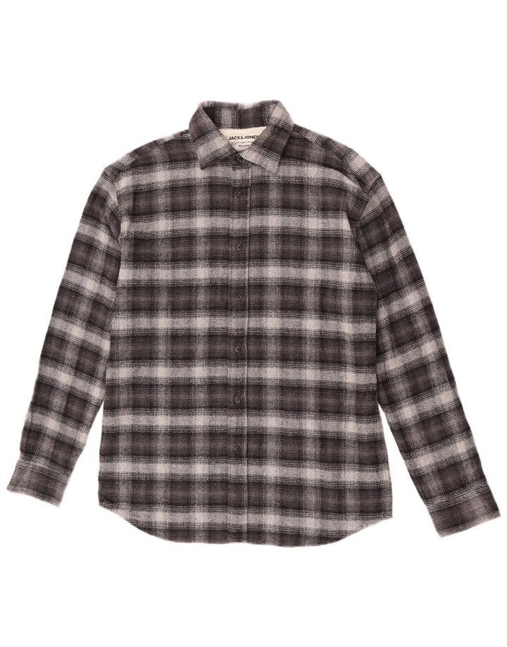 Jack & Jones Herre ternet flannelskjorte lille grå bomuld