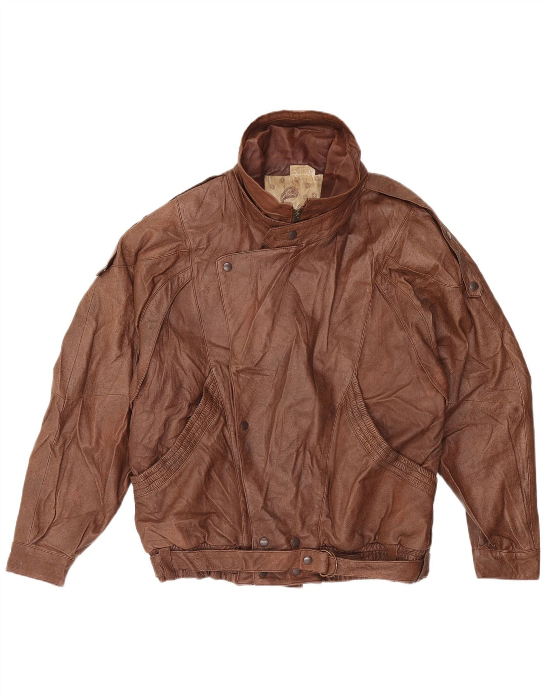 VINTAGE Herre Læderjakke IT 52 XL Brun