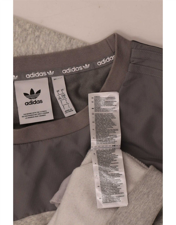 Adidas Herre Sweatshirt Jumper Large Grå Colourblock Bomuld
