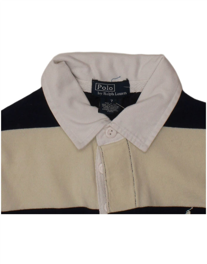 POLO RALPH LAUREN Rugby-polotrøje til drenge 6-7 år hvid stribet