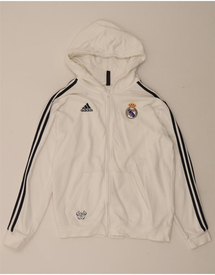 Adidas Herre Real Madrid Hættetrøje med lynlås Medium Hvid Bomuld
