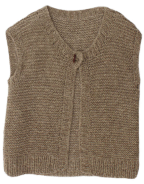 Vintage ærmeløs cardigan sweater til kvinder UK 14 Medium Grey