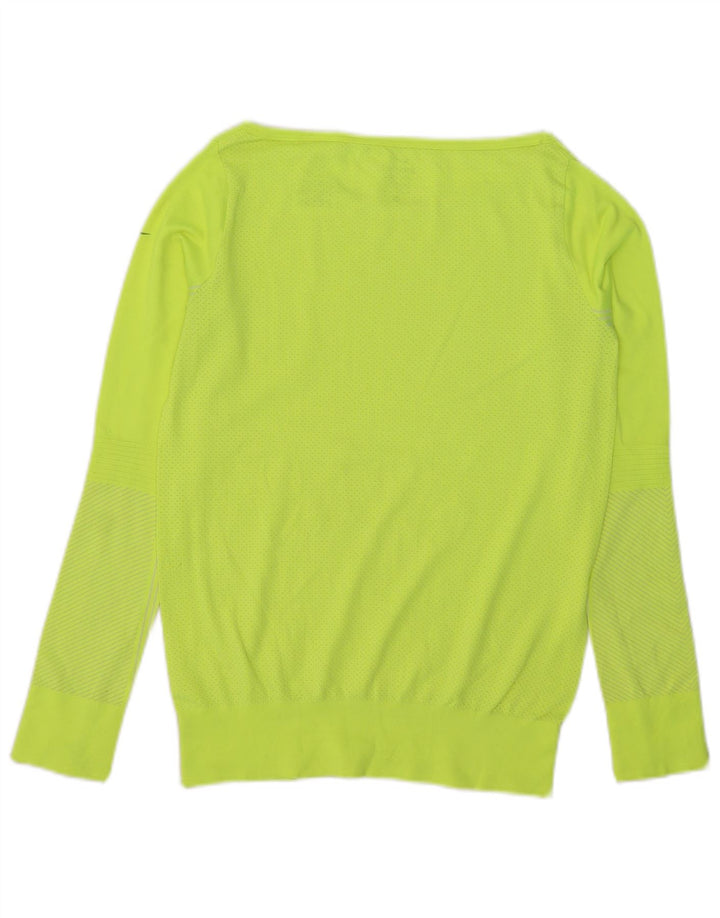 NIKE Dame Dri Fit Top Langærmet UK 10 Lille Gul Nylon