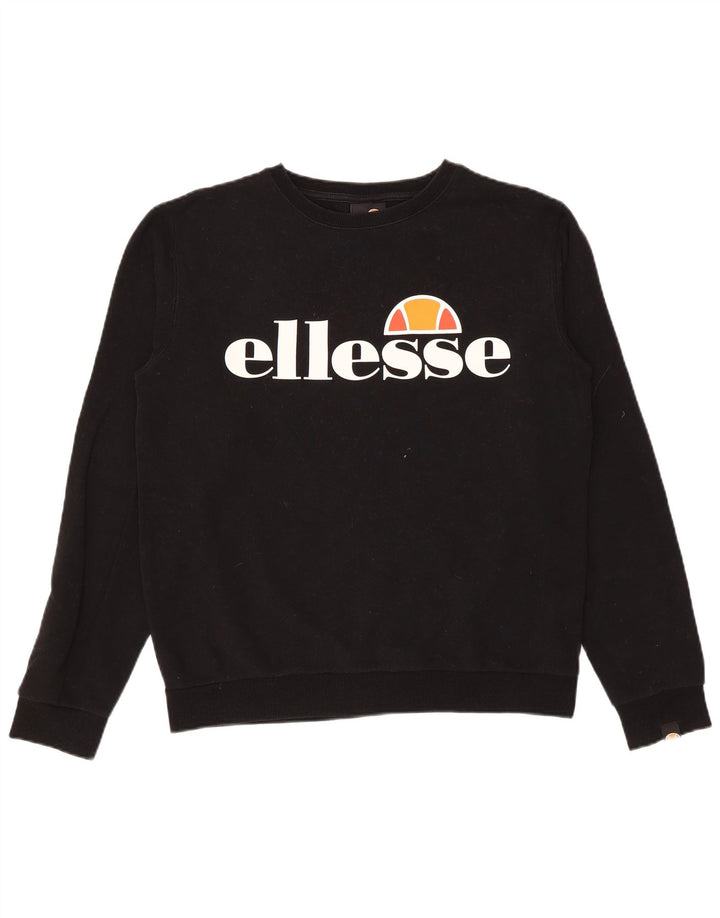 Ellesse Womens Grafisk Oversized Sweatshirt Jumper UK 8 Small Black Bomuld