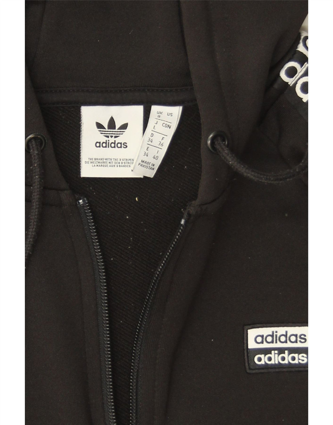 Adidas Dame Grafisk Hættetrøje Sweater UK 8 Lille Sort Polyester