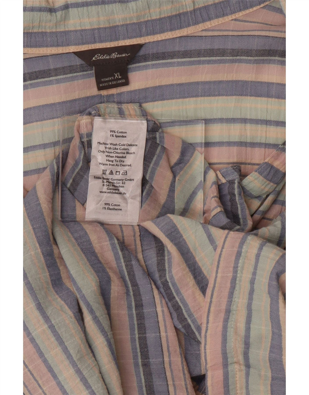 EDDIE BAUER Womens Short Sleeve Shirt UK 18 XL Multicoloured Striped Vintage Eddie Bauer and Second-Hand Eddie Bauer from Messina Hembry 