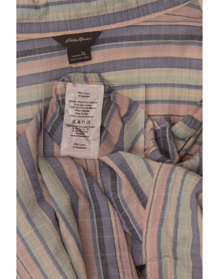 EDDIE BAUER Womens Short Sleeve Shirt UK 18 XL Multicoloured Striped Vintage Eddie Bauer and Second-Hand Eddie Bauer from Messina Hembry 