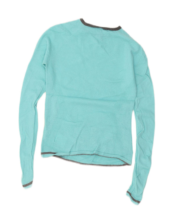 Sweaty Betty Dame Boat Neck Jumper Sweater UK 10 Small Blue Merino Wool