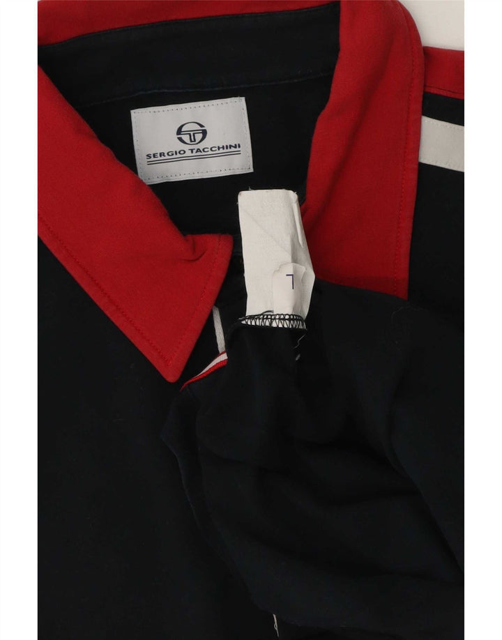 Sergio Tacchini Herre grafisk poloshirt Stor marineblå farveblok